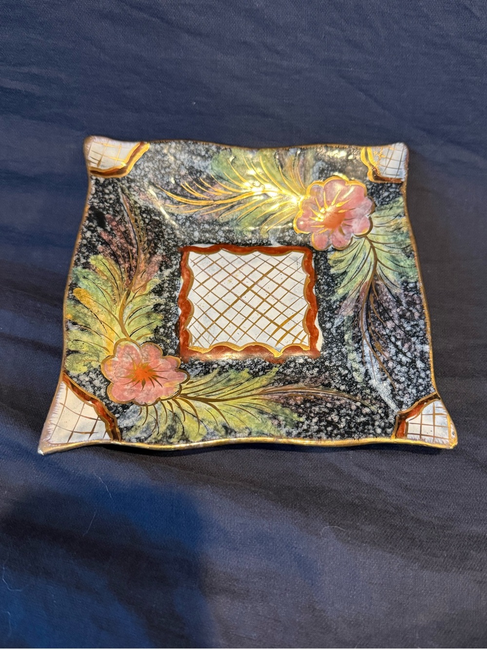 Vintage Italian Pottery Hand Painted Square Plate